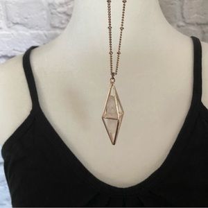 Francesca’s rose gold necklace with pink stone quartz
